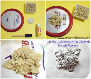 How To Decorate Tin Box With Dough Flowers Embellishment