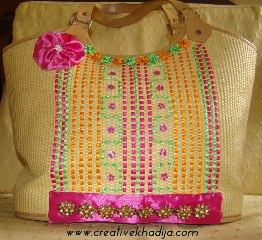 Ribbons handwoven handbag DIY
