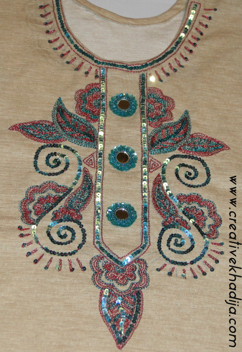 zardosi embroidery on shirt neckline tutorial 