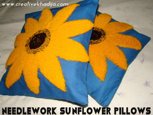 needlework sunflower pillows
