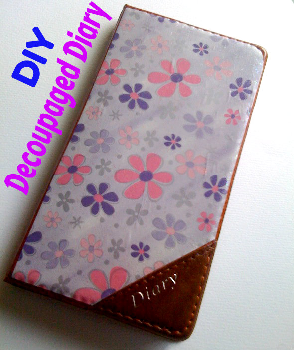 Decoupaged diary cover