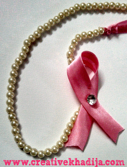 pink ribbon necklace diy
