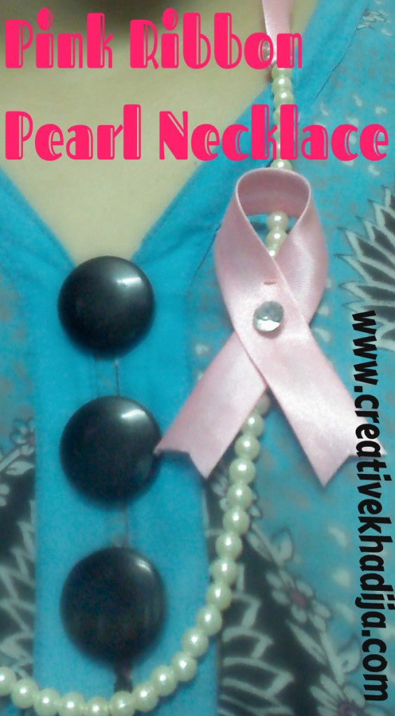 pinkribbon pearl necklace diy