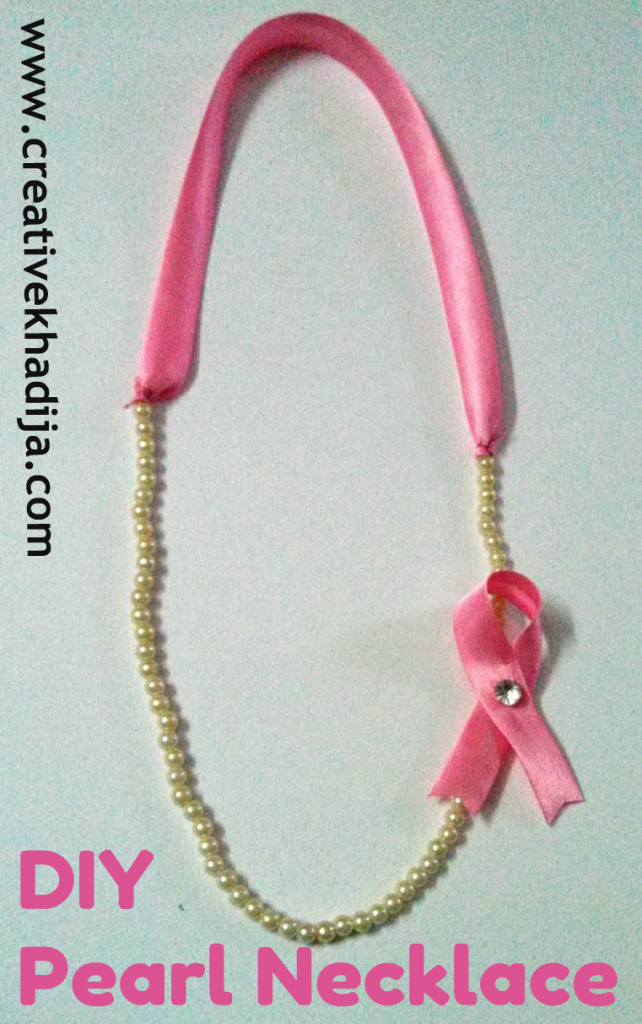 pinkribbon pearl necklace diy jewelry making