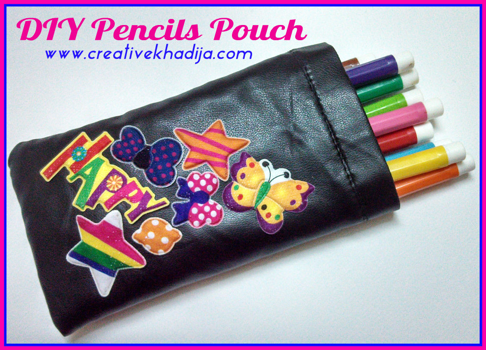 diy leather pouch with glitter