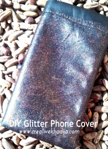 diy leather pouch with glitter