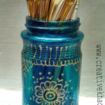 glass painted jar organizer tutorial