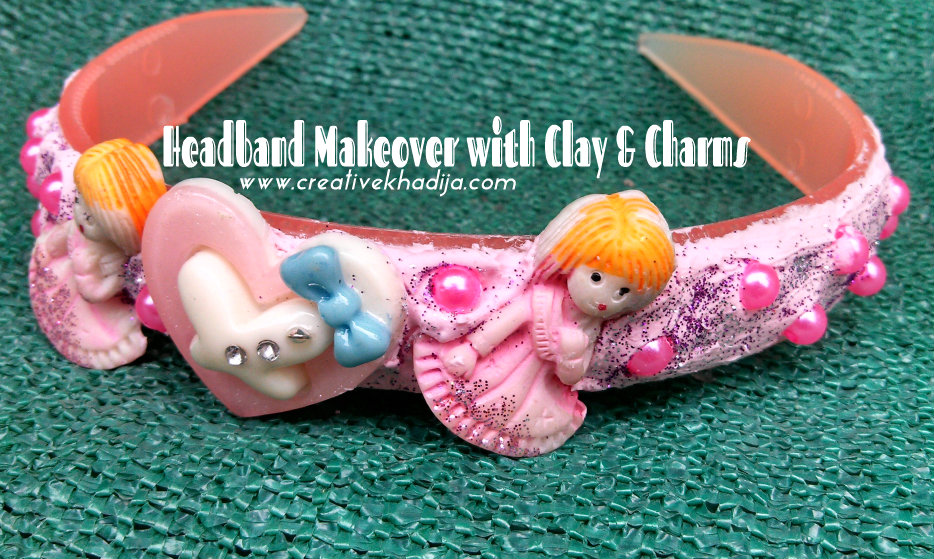 headband makeover with clay charm beads