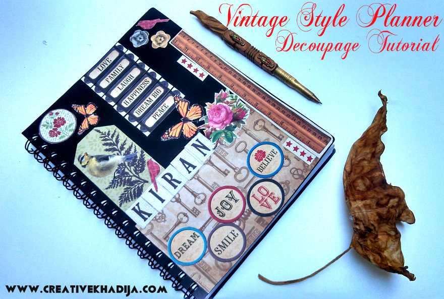 vintage style inspired planner decoupage diy