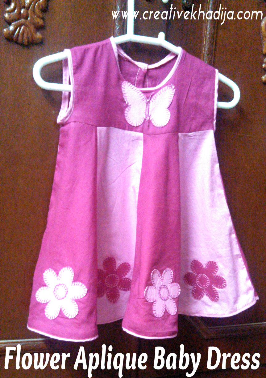 flower applique on baby frock with template