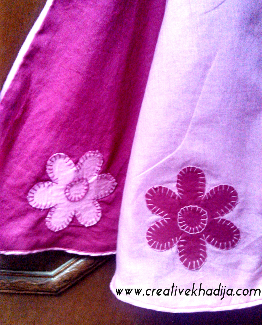 flower applique on baby frock with template