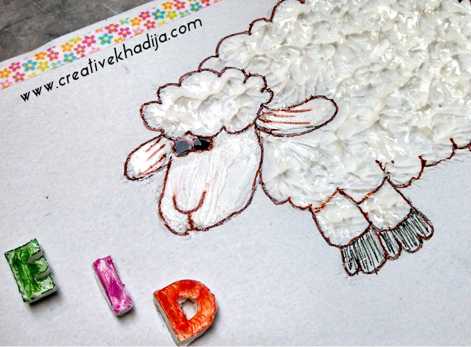 eid card crafts sheep collage clay