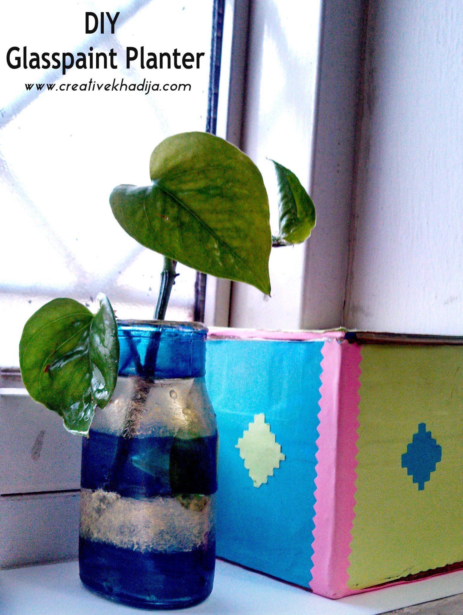 DIY glassPaint Planter Pot