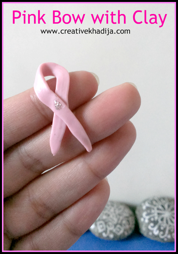 how-to make pink ribbon bow with clay-dough
