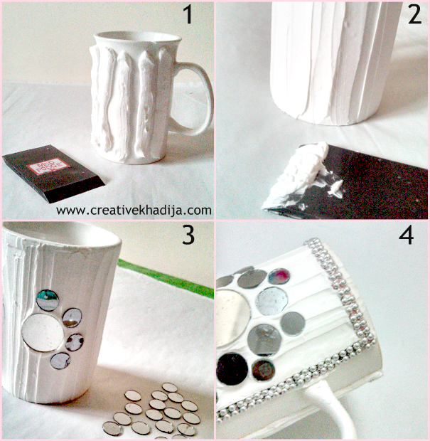 Mug Decorated with Mirrors and Collage Clay-Tutorial