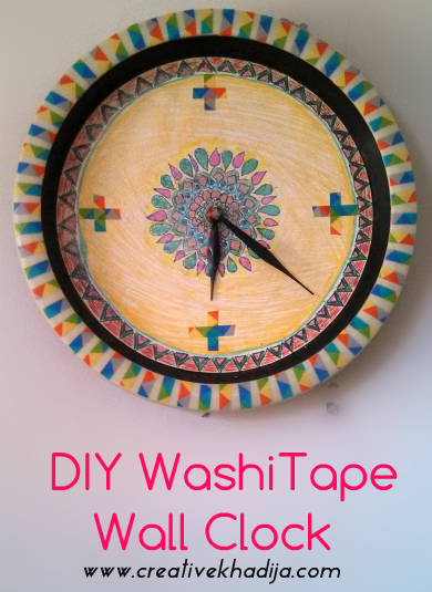 How To Design A Plain wallClock With Colorful Washi Tape