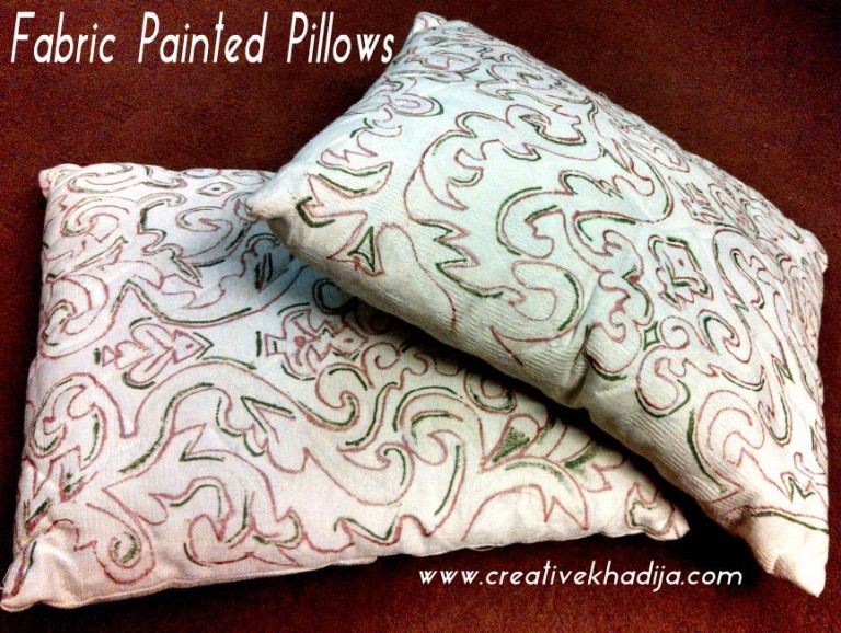 Forest Green Color Handpainted DIY Pillow