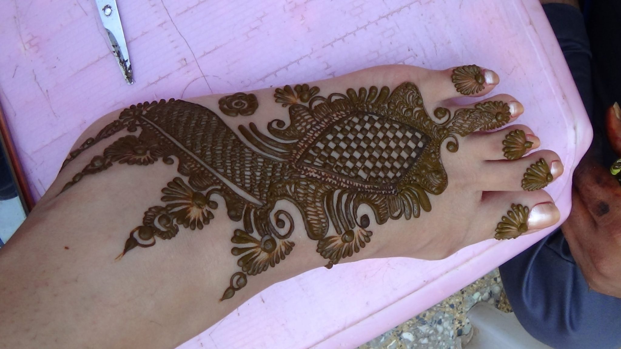 complex feet henna design
