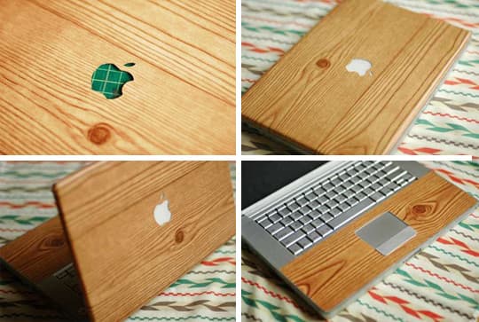 DIY wood grain laptop cover