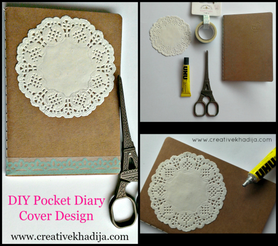 How to design a pocket size diary with paper doily & washi tape quick tutorial by Creative Khadija