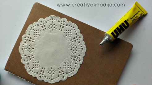 How to design a pocket size diary with paper doily & washi tape quick tutorial by Creative Khadija