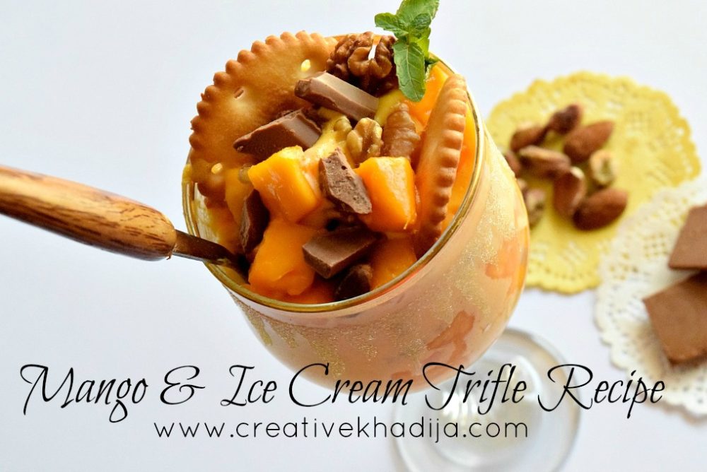 how to make mango fruit ice cream trifle video recipe by creativekhadija food blog