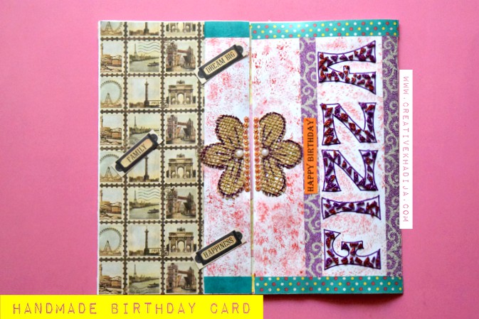 Handmade Birthday Card Making in Mixed Media Style