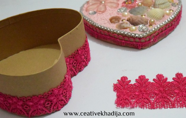 valentines day heart shaped box decor with collage clay