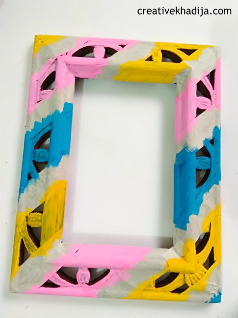 how to make wooden frame with color block neon paints