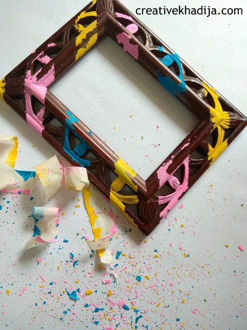 how to make wooden frame with color block neon paints