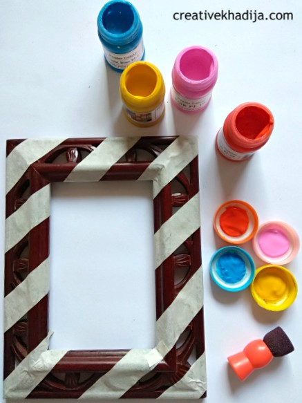 how to make wooden frame with color block neon paints