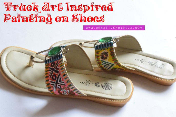 Pakistani truck art inspired painting on shoes by Creative Khadija