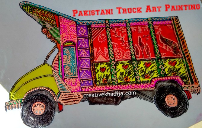 Pakistani truck art design glass painting tutorials