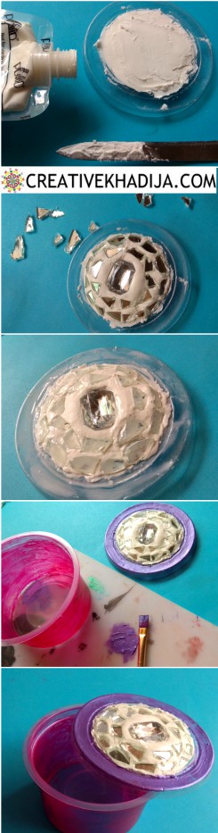 Creative Reuse Of Plastic Container By Decorating it with Collage Clay