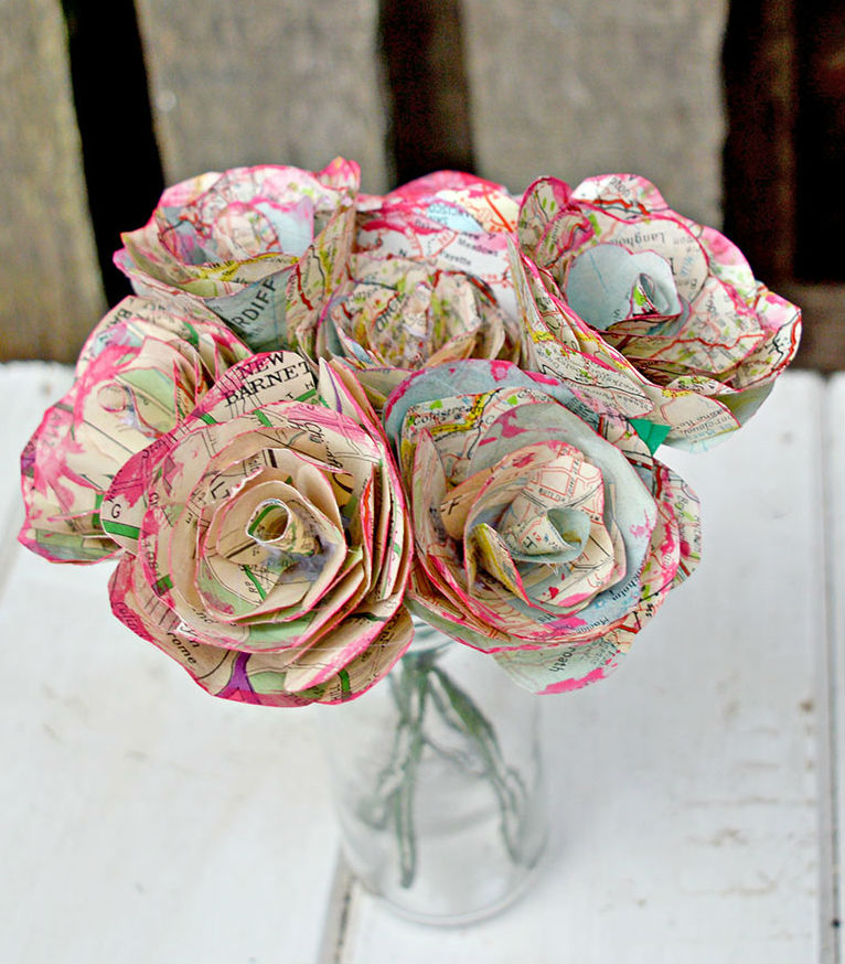 paper crafts for home decoration map roses