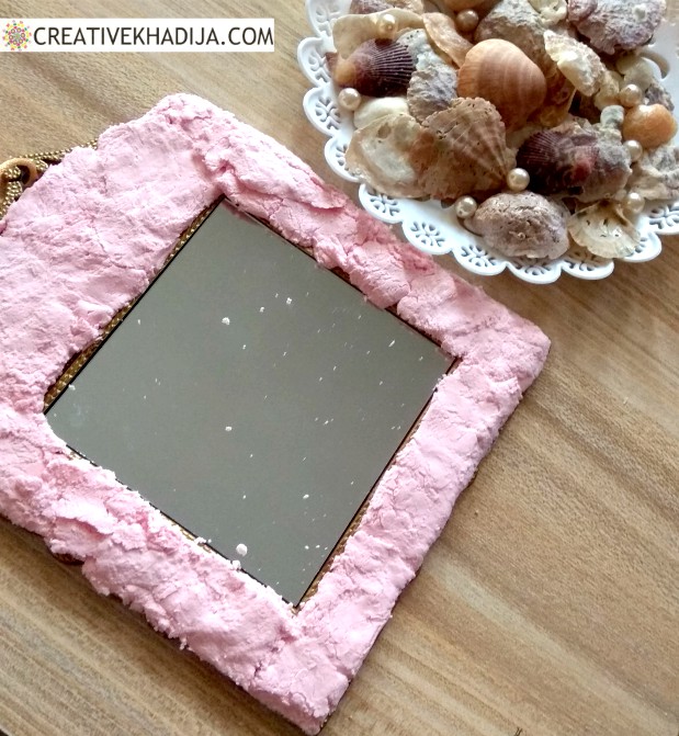 Easy Art Project Ideas for decorating mirror with seashells