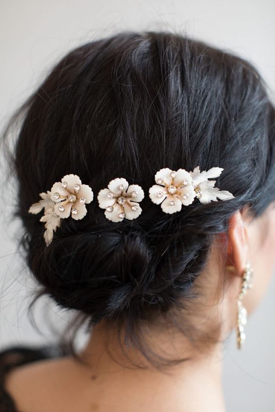 beautiful hairstyles with floral hair pins 12