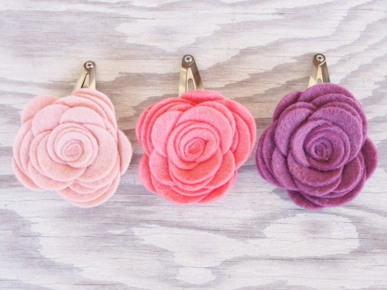 easy diy hair barrette ideas - felt flower hair barrettes