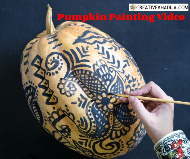 henna painting on pumpkin art for fall decor