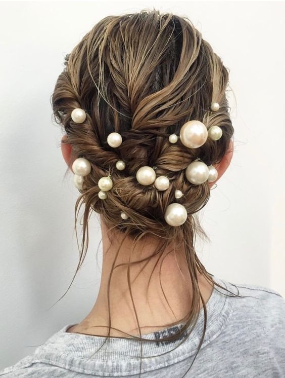 pearl hair pins with updo hairstyles 13