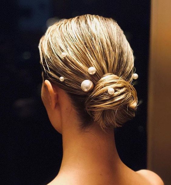 pearl hair pins with updo hairstyles 6