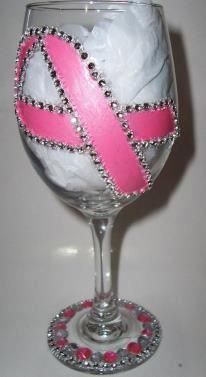 easy crafts for breast cancer awareness month pink ribbon wine glass