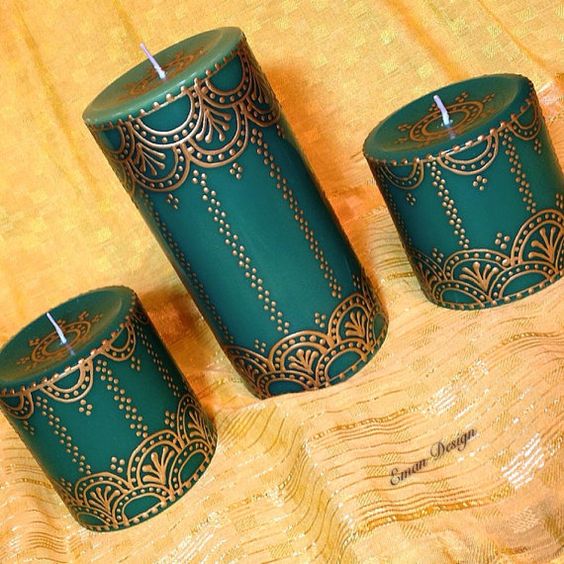 creative ideas using henna patterns in crafts candles