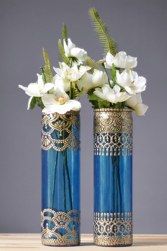 creative ideas using henna patterns in crafts flower vase