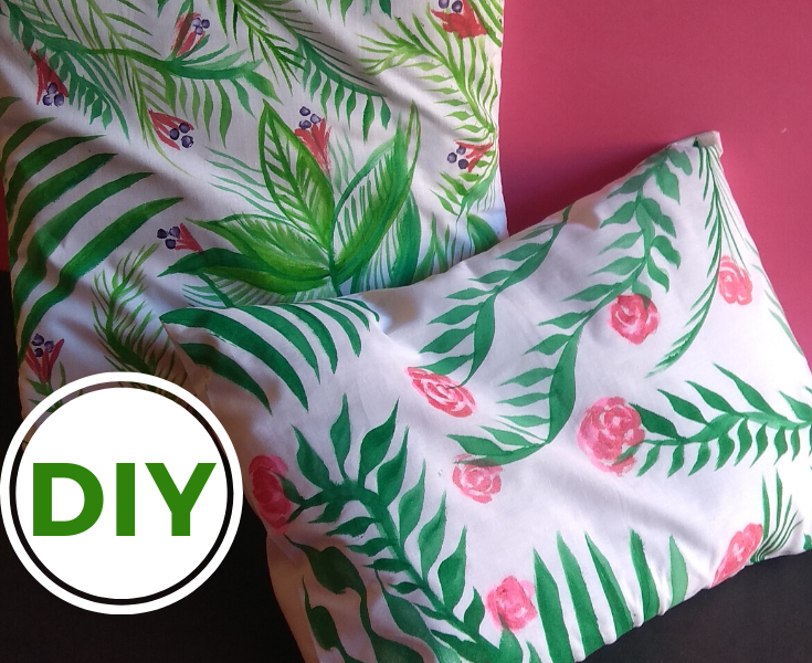 forest green color painting on pillow covers by creative khadija