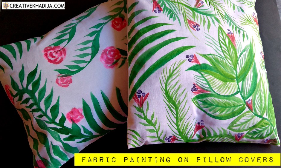 hand painted fabric pillow covers