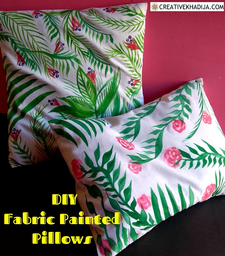 Forest Green Color Hand-painted DIY Pillow