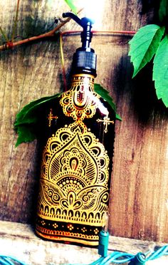 creative ideas using henna patterns in crafts soap dispenser