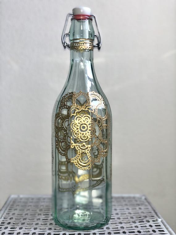 creative ideas using henna patterns in crafts bottle