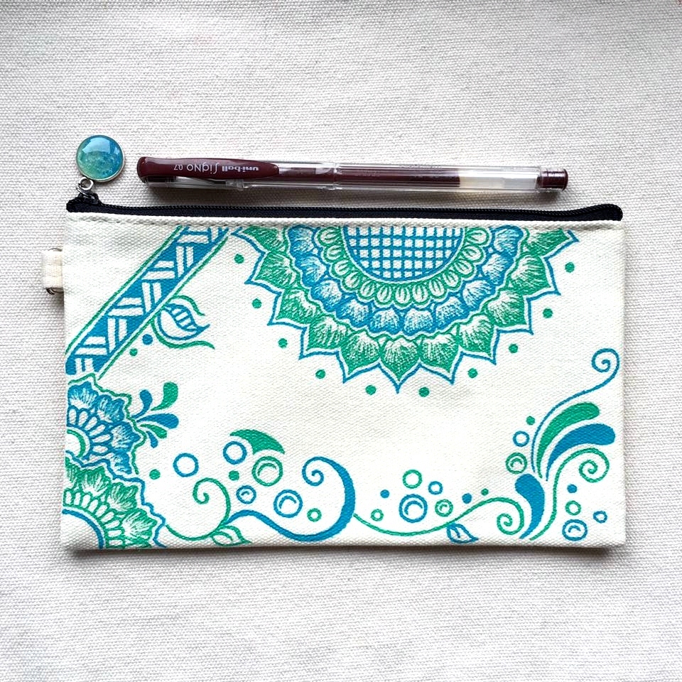 creative ideas using henna patterns in crafts pencil case